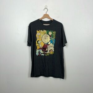 Peanuts Charley Brown And Frneds Short Sleeve Men L Gray Pullover Casual T Shirt